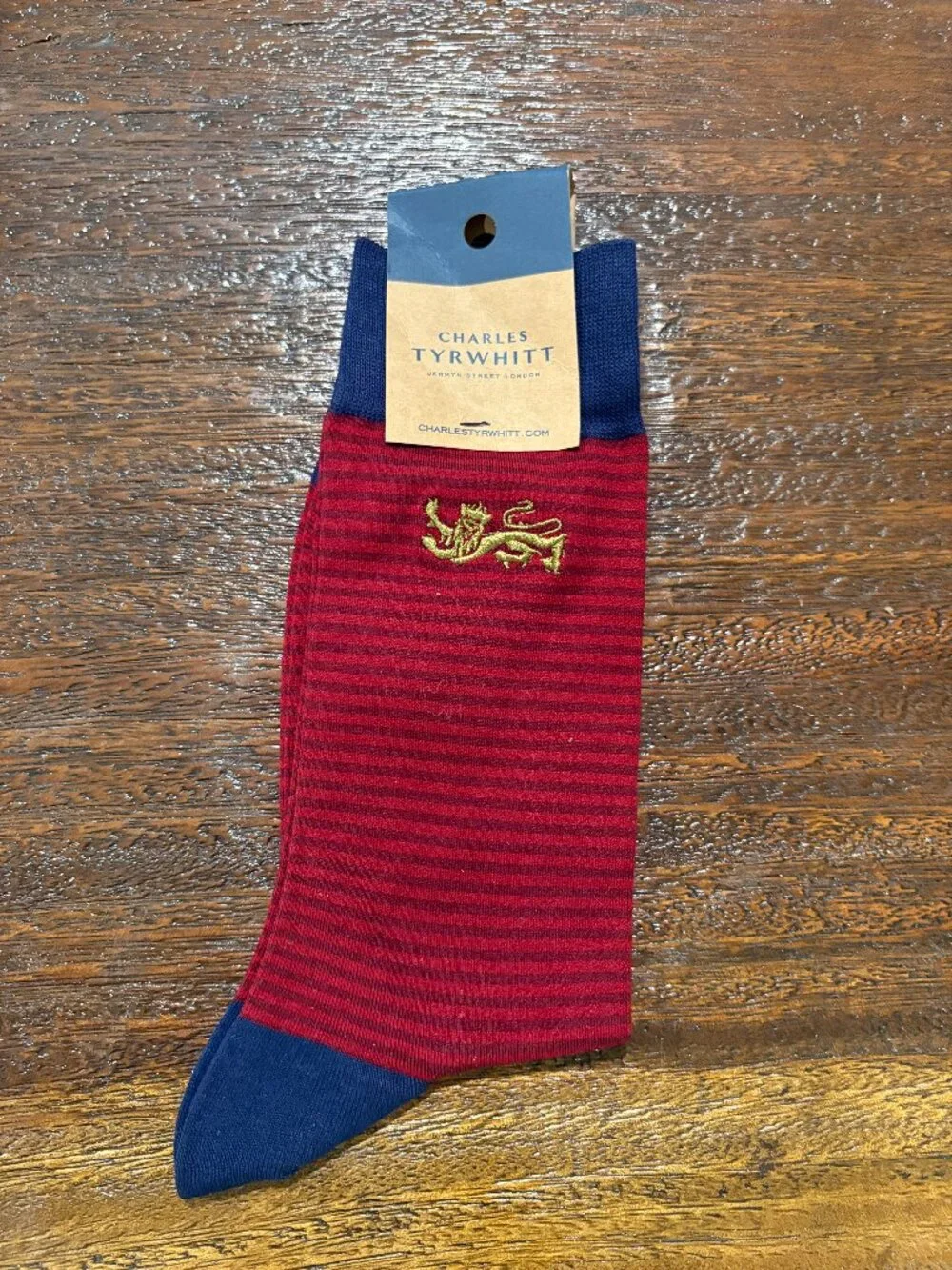 Charles Tyrwhitt Red Navy The Lions Men's Dress Socks sz M 6-10 NWT NEW